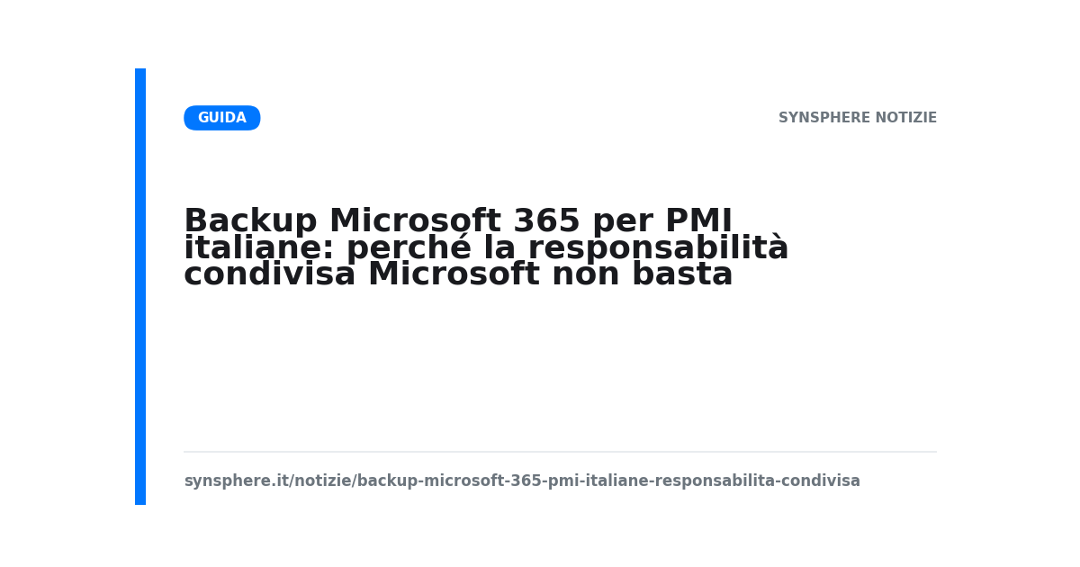 Backup Microsoft 365 per PMI italiane: perché la responsabilità condivisa Microsoft non basta