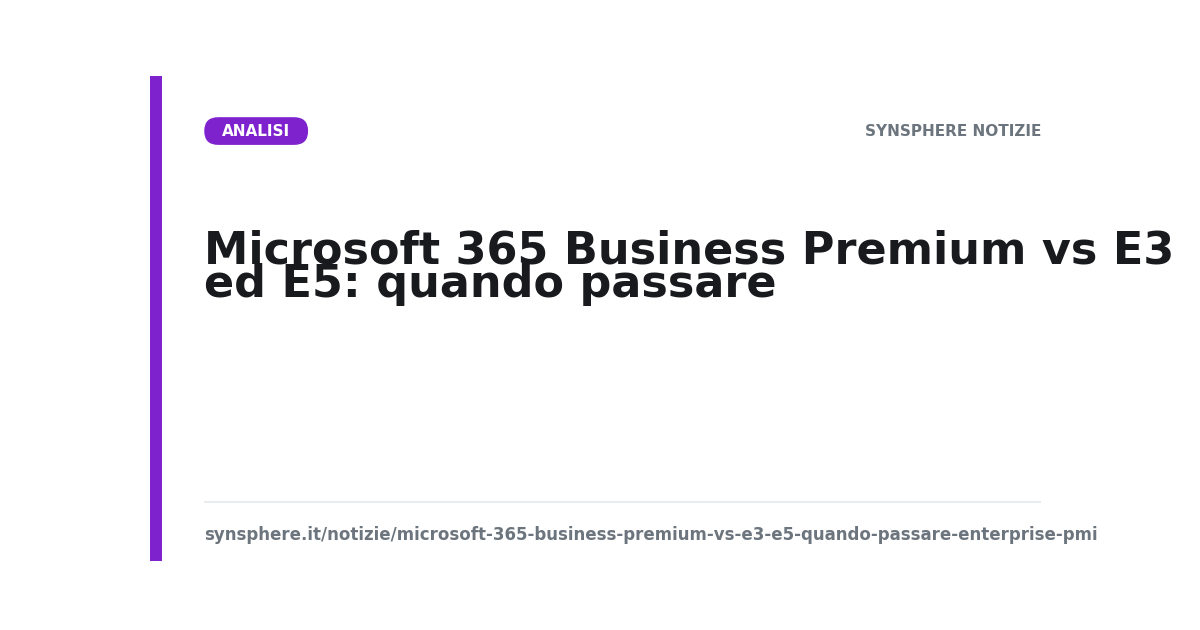Confronto Microsoft 365 Business Premium, E3 ed E5 per PMI italiane
