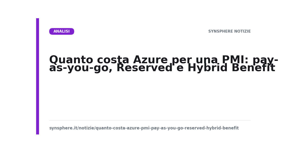 Quanto costa Azure per una PMI: pay-as-you-go, Reserved e Hybrid Benefit