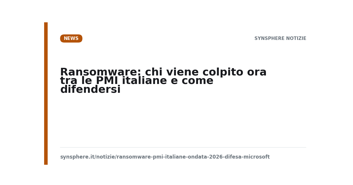 Ondata ransomware sulle PMI italiane nel 2026 e difese sullo stack Microsoft