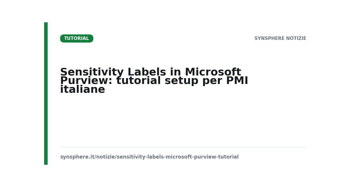 Sensitivity Labels in Microsoft Purview: tutorial setup per PMI italiane